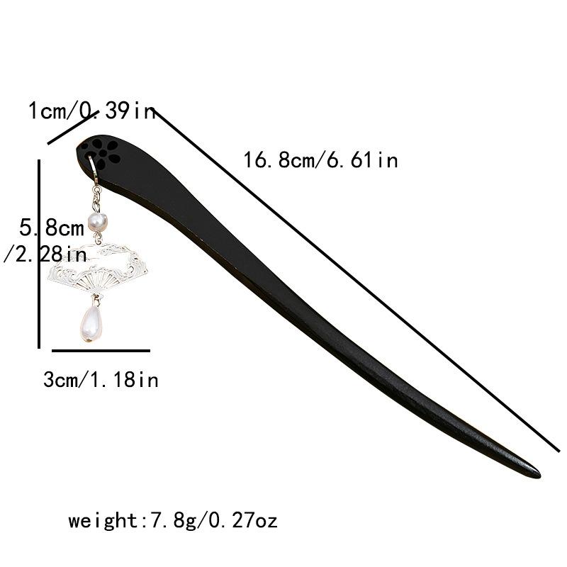 Ancient Style Fan Hairpin Classical Ebony Hanfu Simple Hairpin New Chinese Style Advanced Fan Plate Hair Wooden Hairpin Headdress