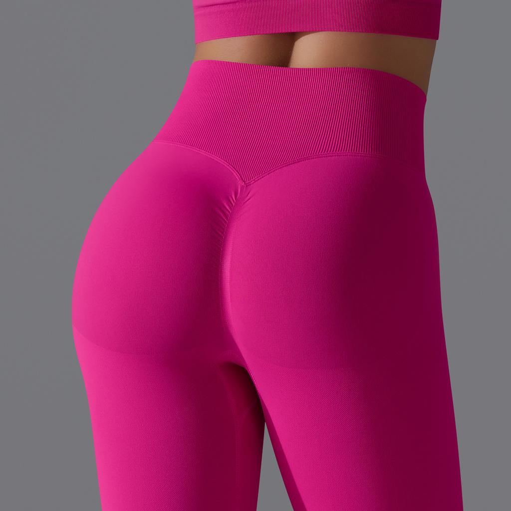 Seamless Solid Color Peach Sports Pants, Tight Fitting Running Fitness Yoga Clothes, High Waist And Hip Lifting Yoga Pants For Women