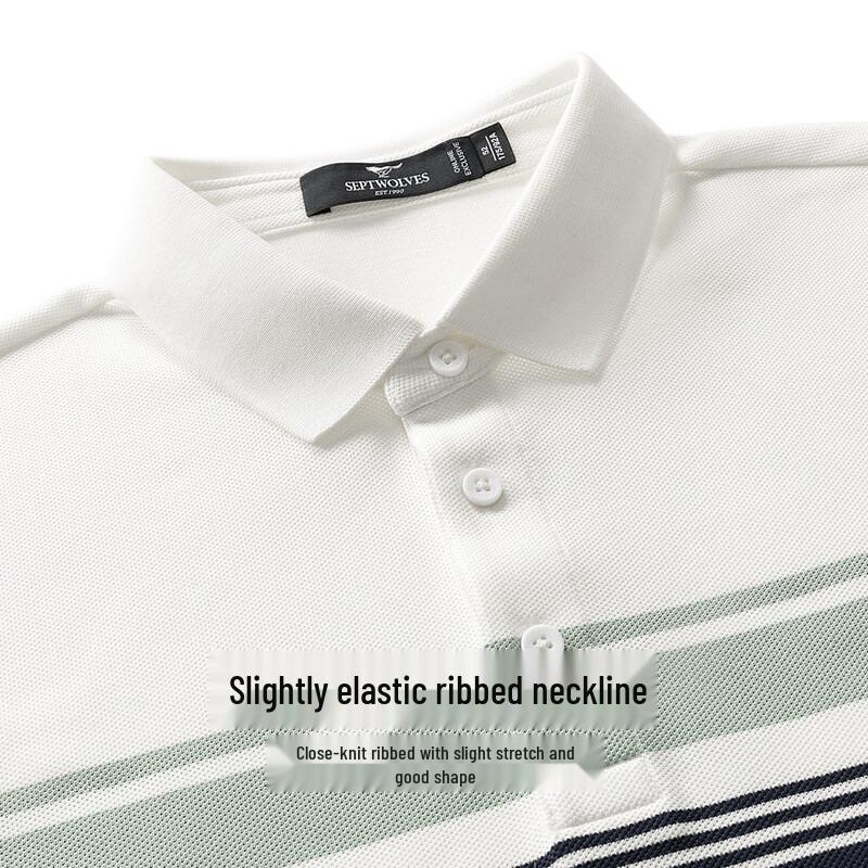 Septwolves Men's 7A Antibacterial Cooling Striped Polo T-Shirt