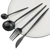 5Pcs Black Gold Dinnerware Set Knife Fork Spoon Flatware Set Stainless Steel Tableware Set Kitchen Cutlery Fruit Fork Silverware