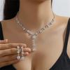 Bridal Jewelry: Sparkly Rhinestone Necklace & Earrings Set, Korean Style, Wedding & Evening Accessories