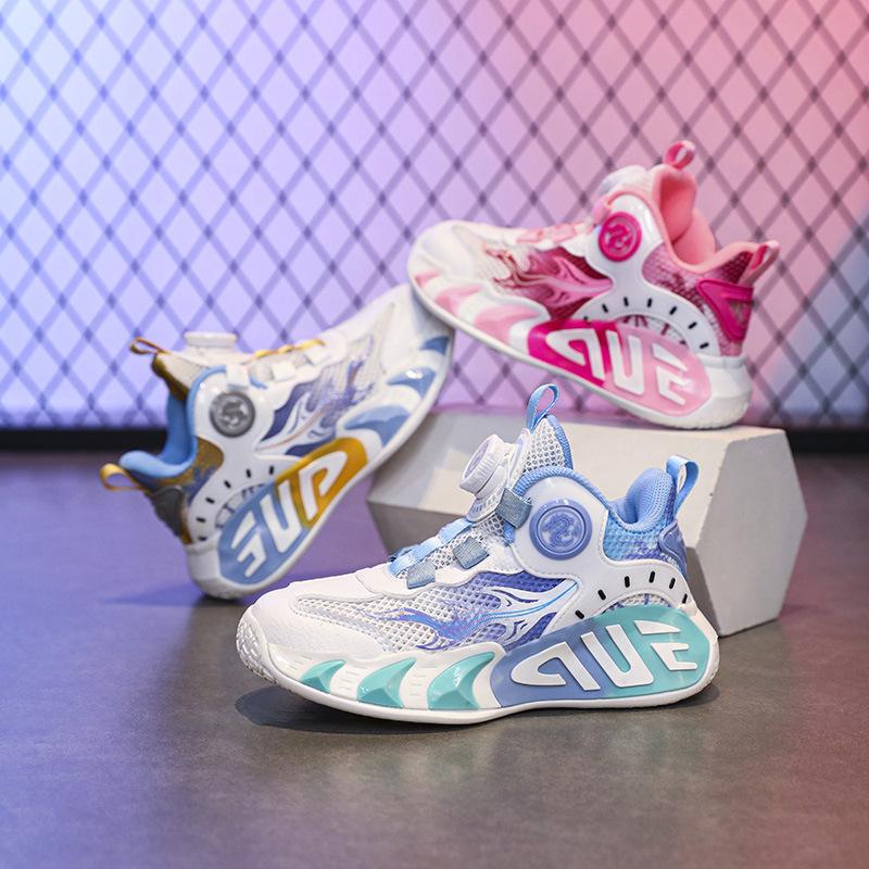 Children's Sports Shoes Boys' Shoes 2025 New Running Single Net Basketball Shoes Breathable Medium and Large Children's Boys Non-slip