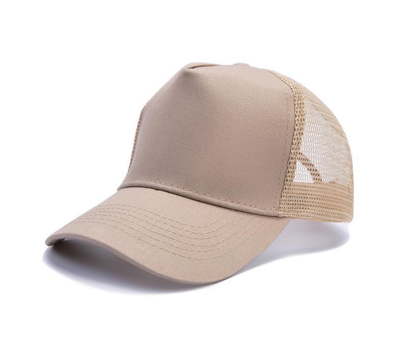 Embroidered Cotton Mesh Baseball Cap, Custom Logo, Solid Color 5-Panel Duckbill Hat for Spring/Summer