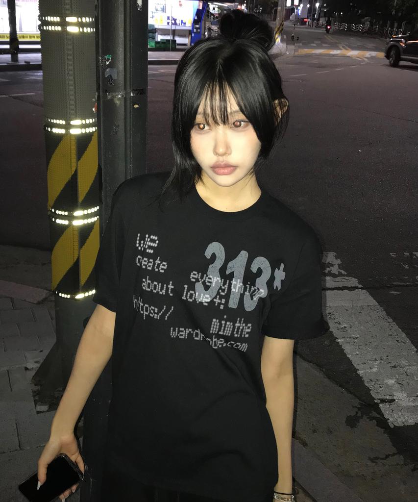 Mimdeowodeulobeu 313 Printed T-Shirt_Black