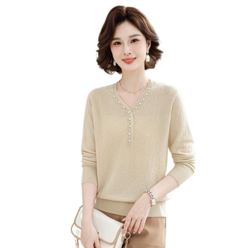 Mom's Bottom Top, Women's Clothing, Spring Clothing, New Sweaters, Middle-aged and Elderly Spring and Autumn Knitted Sweaters