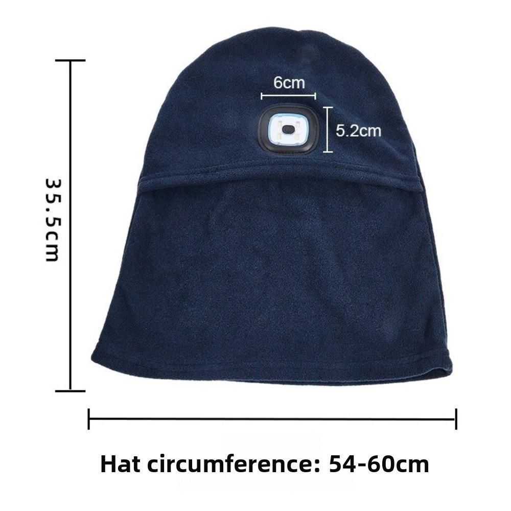 Fleece Lined Headlamp Hat USB Rechargeable Winter Running Hat Durable Night Cycling Beanie  Winter