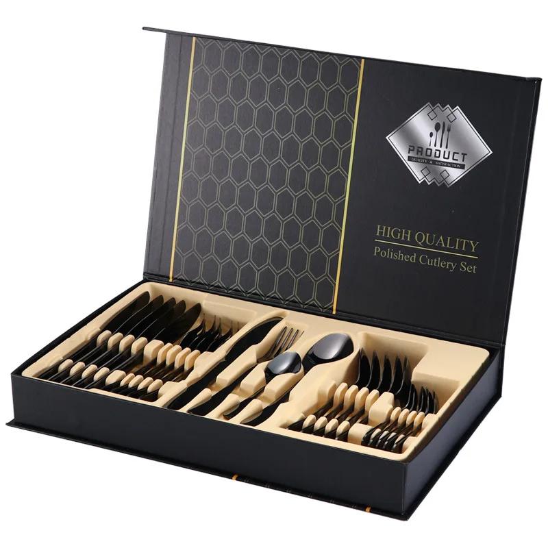 24pcs  Silverware Set with Steak Knives Forks Spoons,Stainless Steel Tableware Cutlery Service for 6,Dishwasher Safe