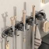 Gun Ash Mop Wall Hanging Clip Stainless Steel Hook Non-punching Bathroom Storage Artifact Multi-functional Broom Holder