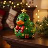 Resin Christmas Decorations Duck Figurine, Sculpture for Holiday Home Decor, Cute Decorative Figurines Desktop Ornaments with Festive Elements Indoor