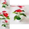 Faux Red Anthurium Plant With Realistic Leaves For Outdoor And Photography Props