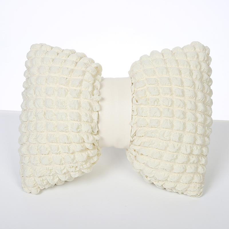Bubble Velvet Bowknot Car Headrest Fashion Style Waist Cushion Automotive Interior Four Season Universal PP Cotton Pillow Removable and Washable