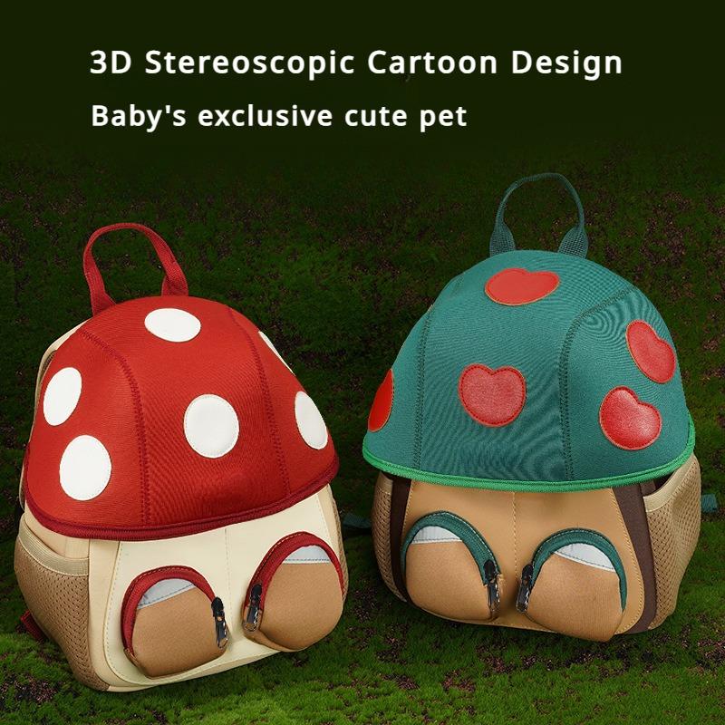 Summer New Kindergarten 3D Mushroom Book Bag 3-6 Year Old Toddler Unisex Anti Loss Schoolbags for Boys and Girls Outdoor Travel Trendy Kid Backpack