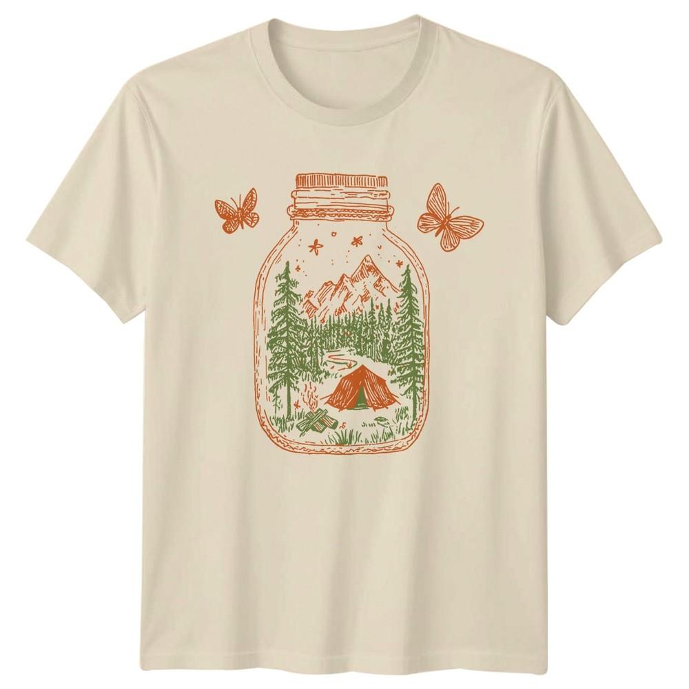 Camping Nature Jar Graphic Tee Outdoors Unisex T Shirt Mountains Forest Camp
