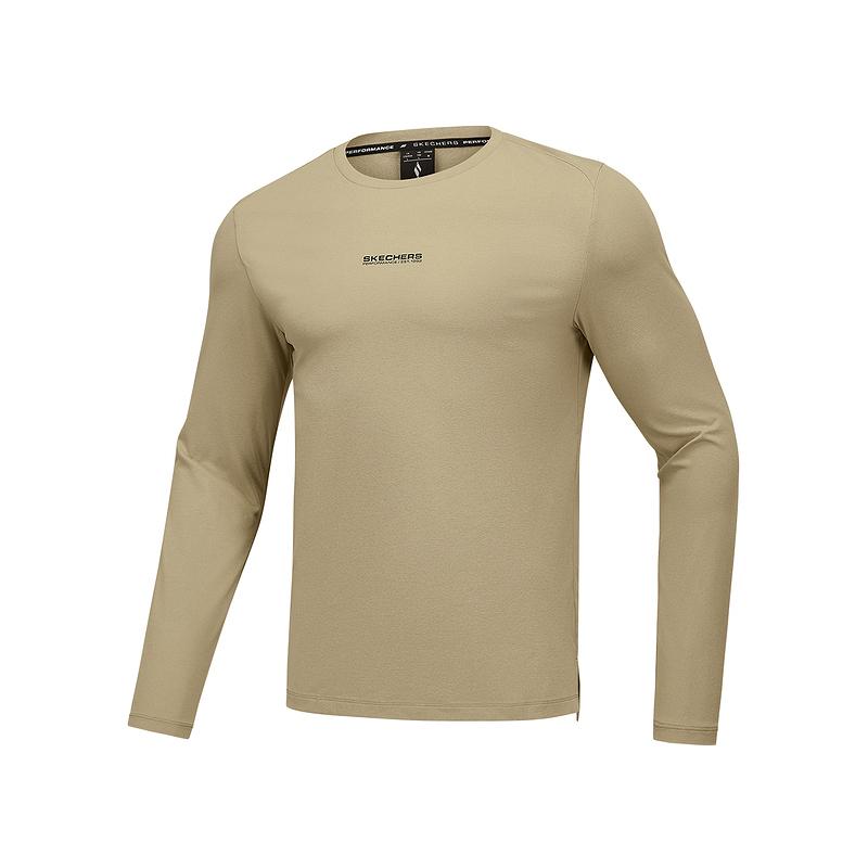 Skechers Comfortable Fashionable Versatile Long Sleeve T-Shirt Men tops Chestnut-Gold P225M143-00EG S