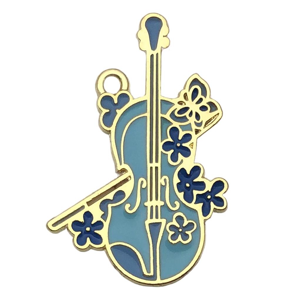 Colorful Alloy Musical Instrument Keychain Pendant: Harp, Guitar, Cello Charm