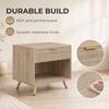 Bedside Table Drawer With Handle for Bedroom Natural Wood Finish