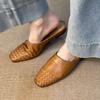A sheepskin version of French retro woven headband half-slipper a fashionable and lazy woman can be worn outside with one foot