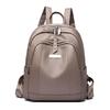 Retro Soft Leather Casual Backpack, Large Capacity, Solid Color, Simple Commuting Backpack, Trendy and Versatile, High School Student Backpack