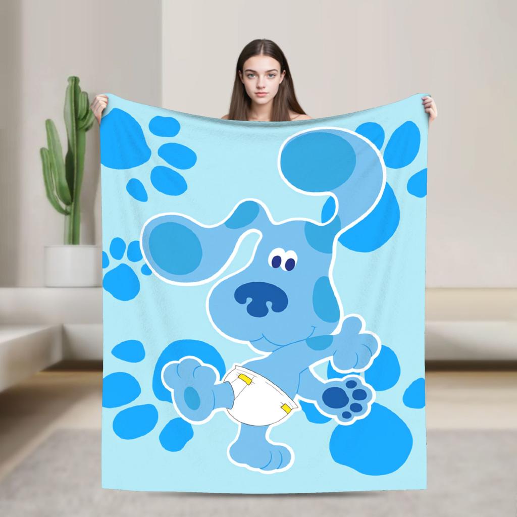 Soft Warm Blanket Airplane Travel Blue's Clues Collage Throw Blanket Cartoon Flannel Bedspread For Couch Chair Sofa Bed Sofa Bed