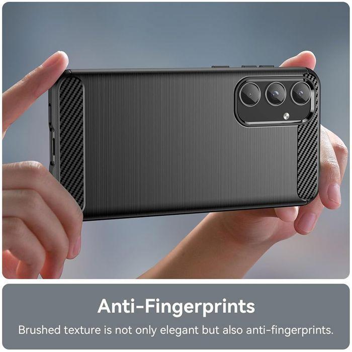 Coque de protection - BOOLING - Samsung Galaxy S25 - Silicone Noir - Effet Fibre Carbone - 2 Verres Trempés