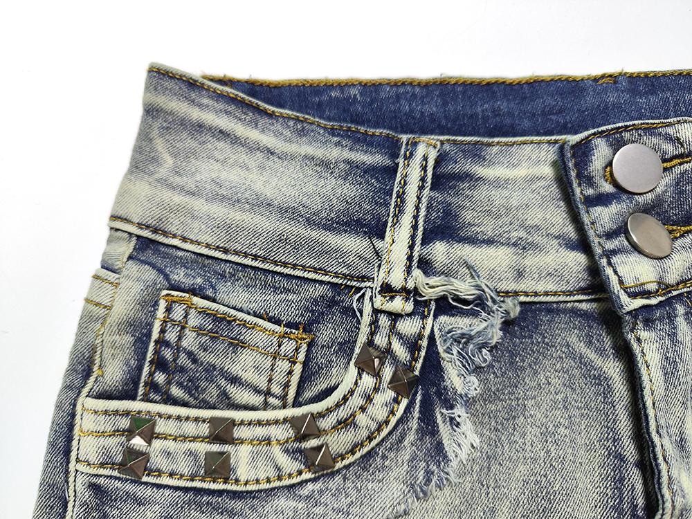 Sexy Low Rise Denim Super Shorts Women's Summer Elastic Slim Skinny Rivet Vintage Blue Short Jeans Y2k Versatile Pants
