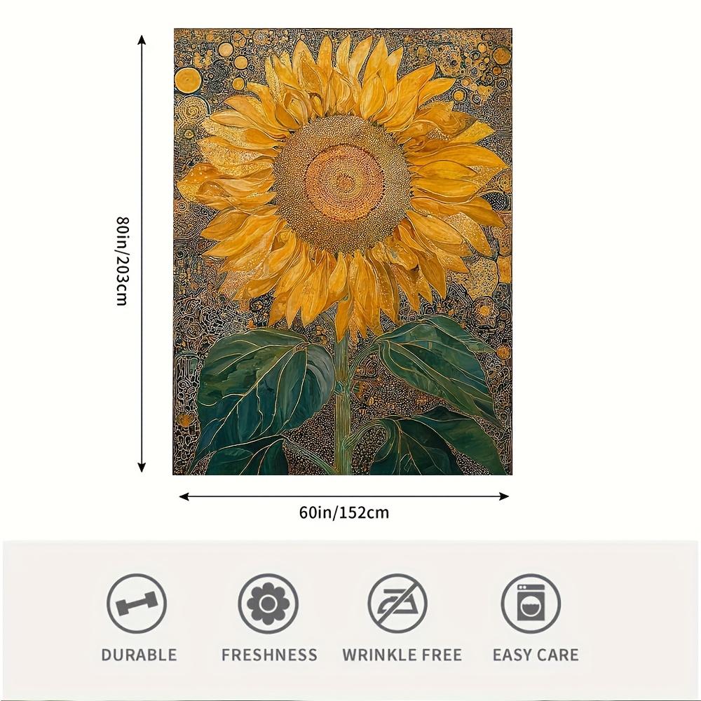 1Pc Vintage-Inspired Sunflower Print Blanket - Soft, Warm, 60X80 Inch, Multi-Purpose For Dorm, Camping & Travel, Dorm Room Decor