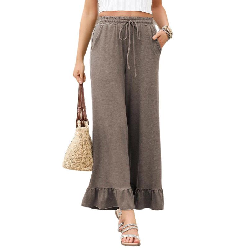 2025 Autumn Ruffled Women's Nine-Point Pants Thin Loose Casual Home Pants