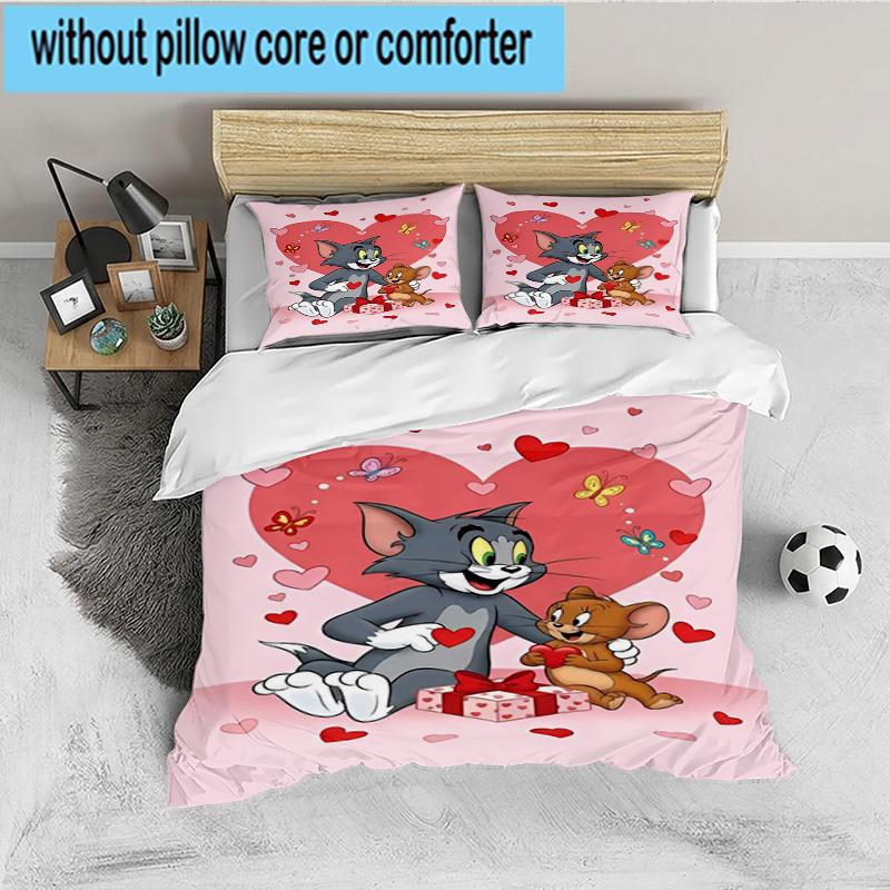 Cat And Mouse Romance 3PCS Bedding set,Ideal for 1pc Duvet Cover And 2pcs Pillowcases Perfect for Fan gift,Ideal for Bedroom, Dormitory