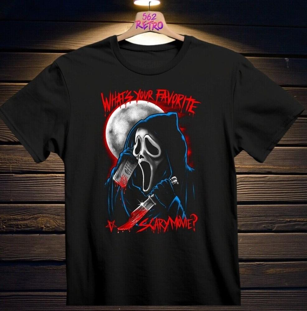 Ghostface What s Your Favorite Scary Movie Horror T-Shirt Black S-3XL Scream Unisex T-Shirt XXL