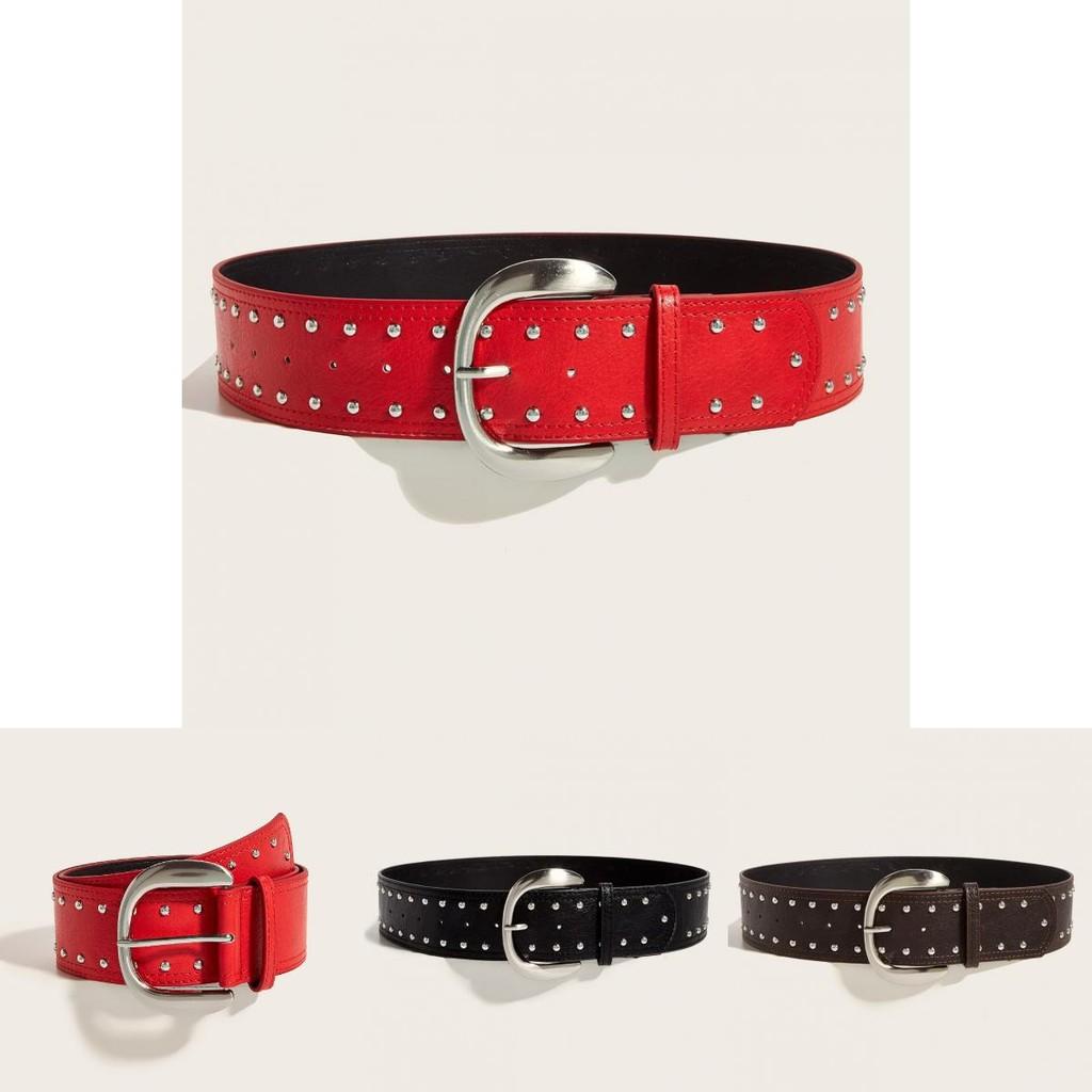 Punk Style Rivet Belt With Alloy Buckle For Streetwear Fashion