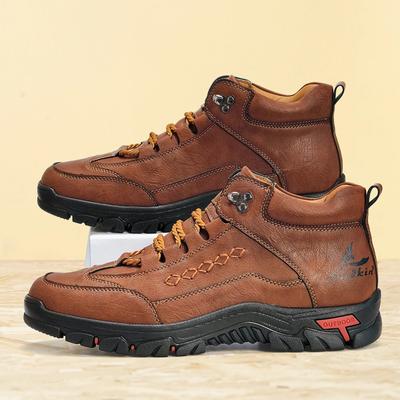 Handmade Men Boots Autumn Winter Brown Leather Outdoor Hiking Sneakers Plus Size 39-48 Male Anti Slip Ankle Boots Botas Hombre