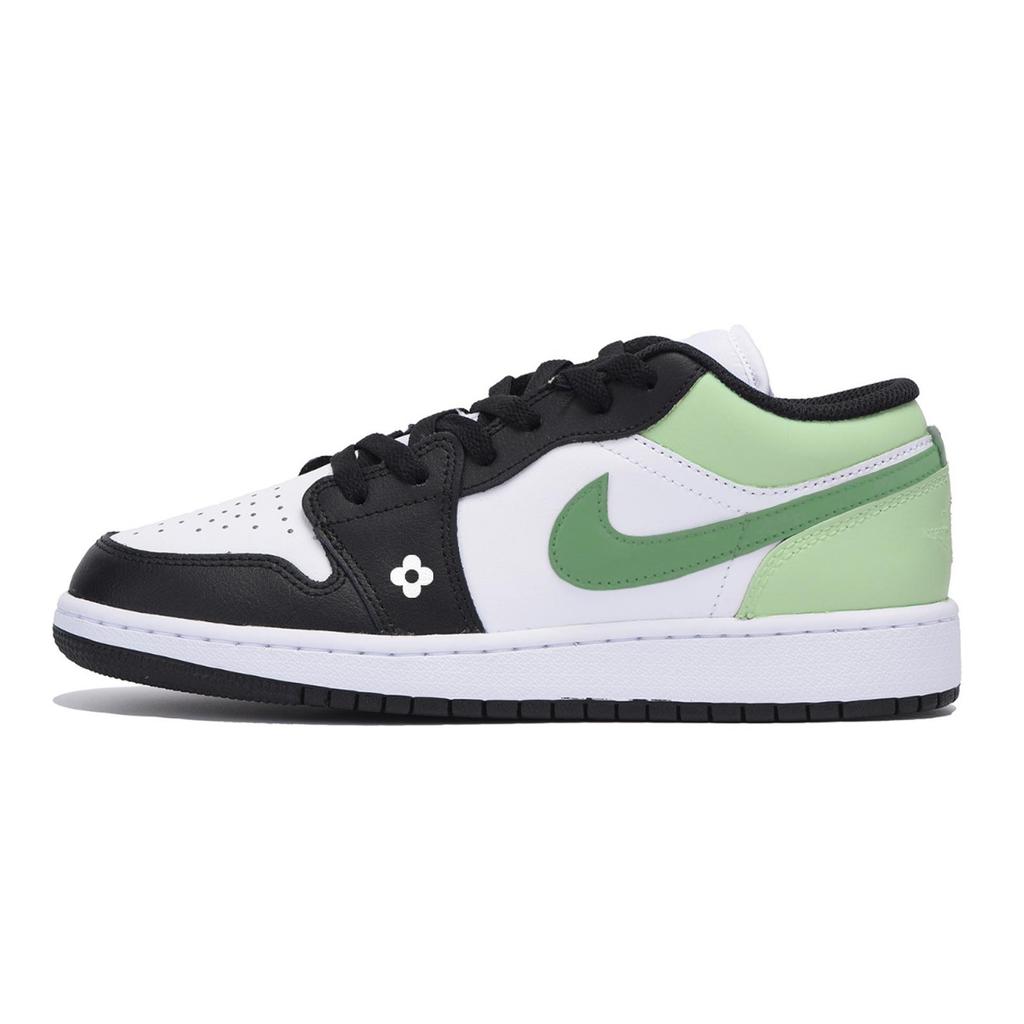 Jordan Air Jordan 1 Low top Vintage Basketball Shoes Men's White Green 553558-131(Team85-)