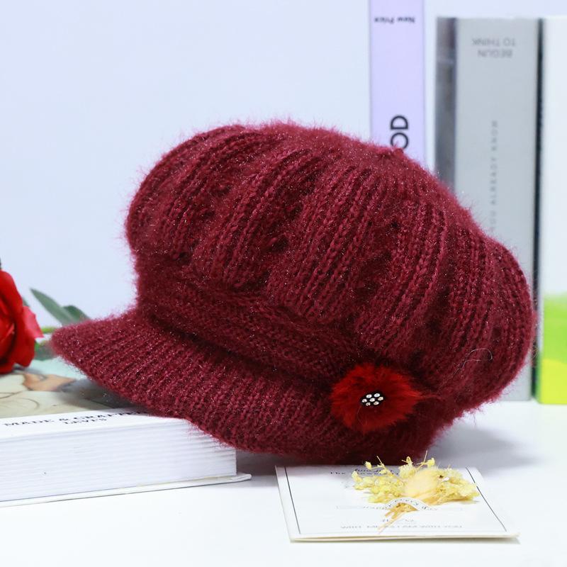 New Middle-aged and Elderly Hats Women's Winter Plush Wool Hats Mother Hats Elderly Hats Knitted Hats Wholesale