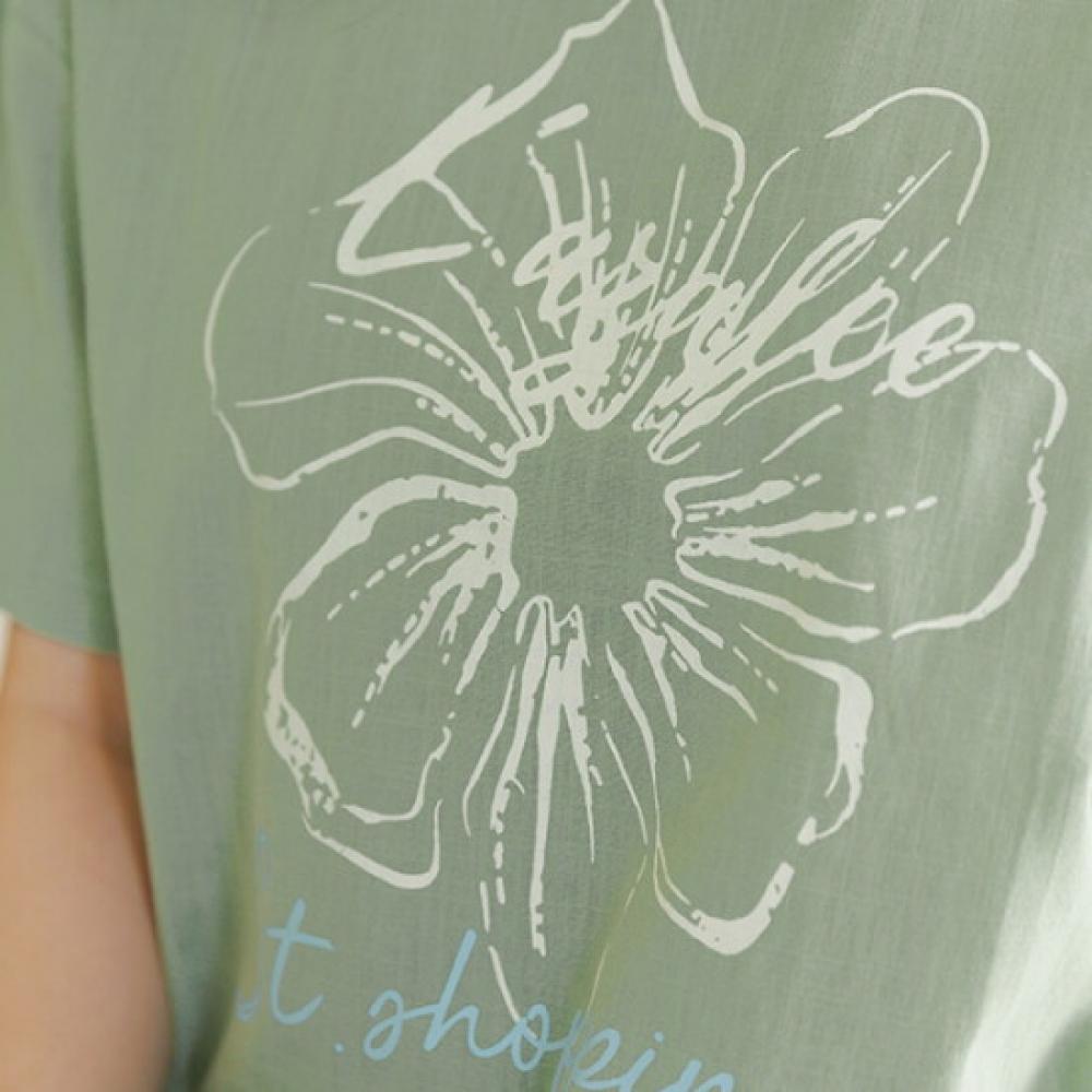 Dedra Linen Flower STring T shirT Tbe3256