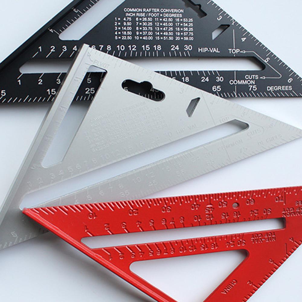 Triangle Ruler 7Inch Measurement Tool Aluminium Alloy Carpenter Set Square Angle Woodworking Tools Try Square Triangular Metric