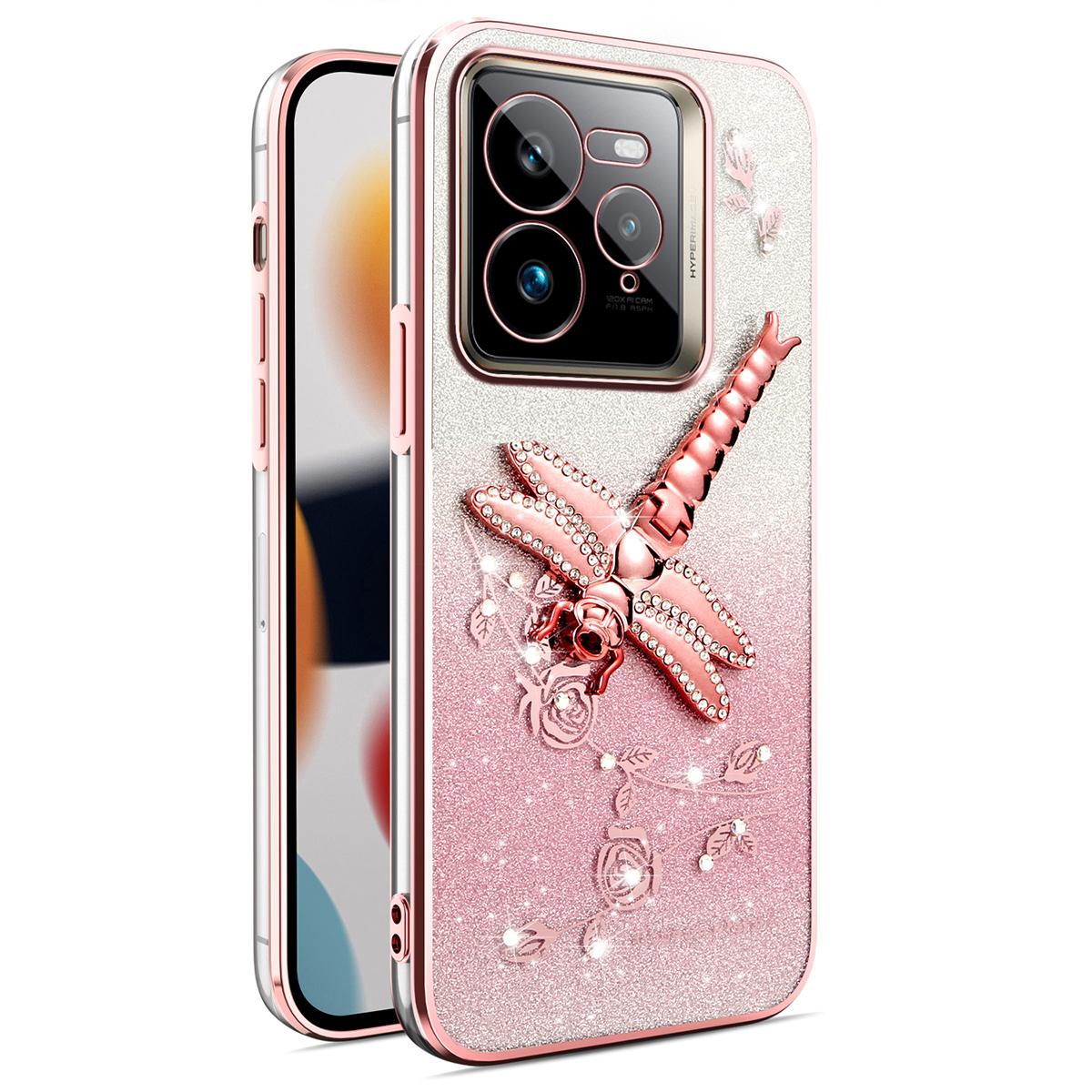 

KADEM Чохол для Realme GT 7 Pro 5G Підставка-бабка ТПУ Квіти Блискітки Чохол для телефону A