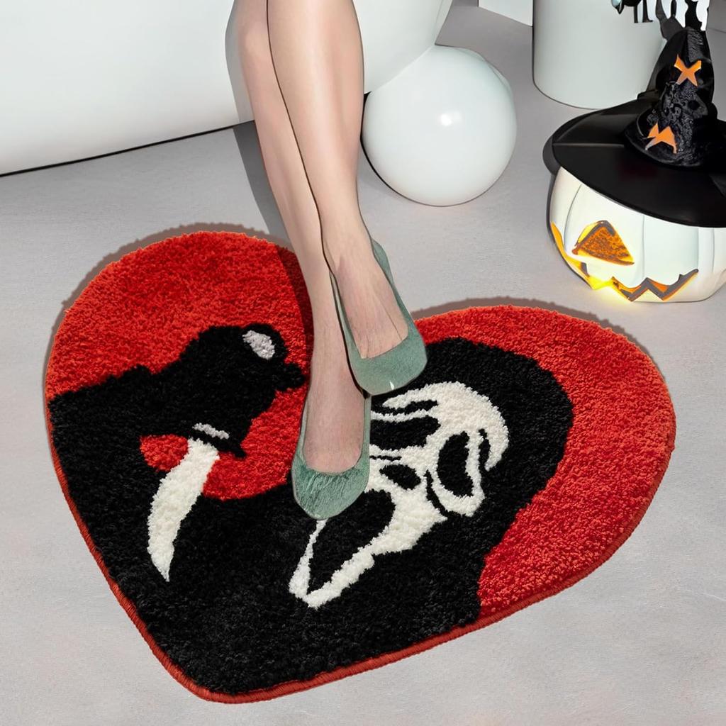 Halloween Cartoon Faux Cashmere Carpet Water-Absorbing Bathroom Non-Slip Mat For Home Decoration