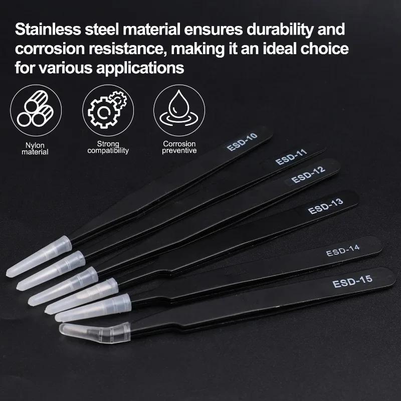 Anti-Static Stainless Steel Tweezers Precision Maintenance Industrial Electronic Repair Tool Car Body Sheet Metal Repair Tools