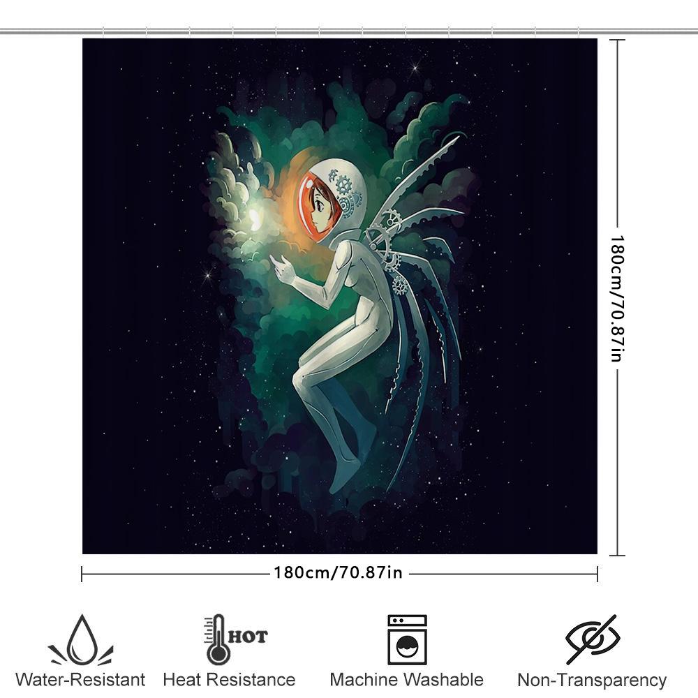 Galaxy Witch Shower Curtain Celestial Fantasy Space Mystical Home Decor Witchy Bathroom Set Dark Aesthetic Room Decor