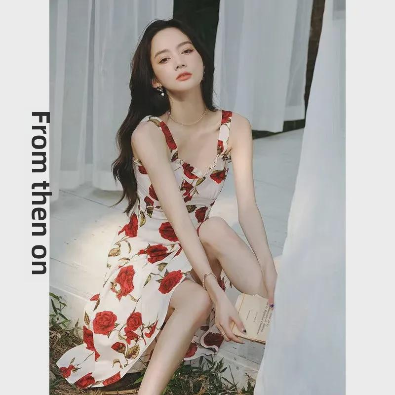 2023 Summer Thai Spaghetti Strap Dress for Seaside Vacation in Yunnan, Sanya, and Xishuangbanna