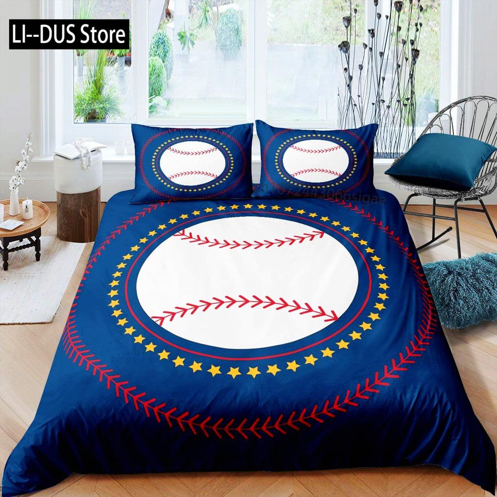 Comforter Baseball Polyester Ball Pattern Sports Theme Player Twin Bedding Set For Teen Baseball Lovers Queen King