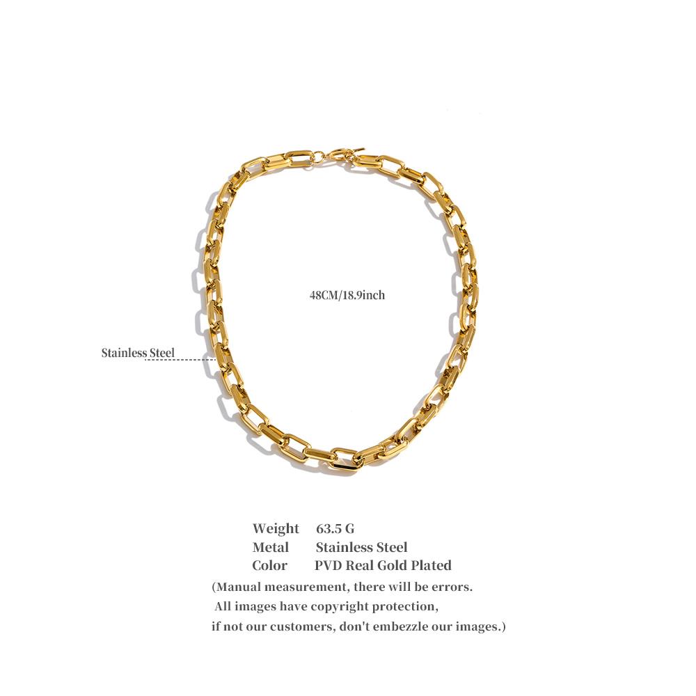 Yhpup Stainless Steel Basic Chain Statement Necklace Waterproof High Quality Polished PVD Plated Trendy Casual Fashion Jewelry
