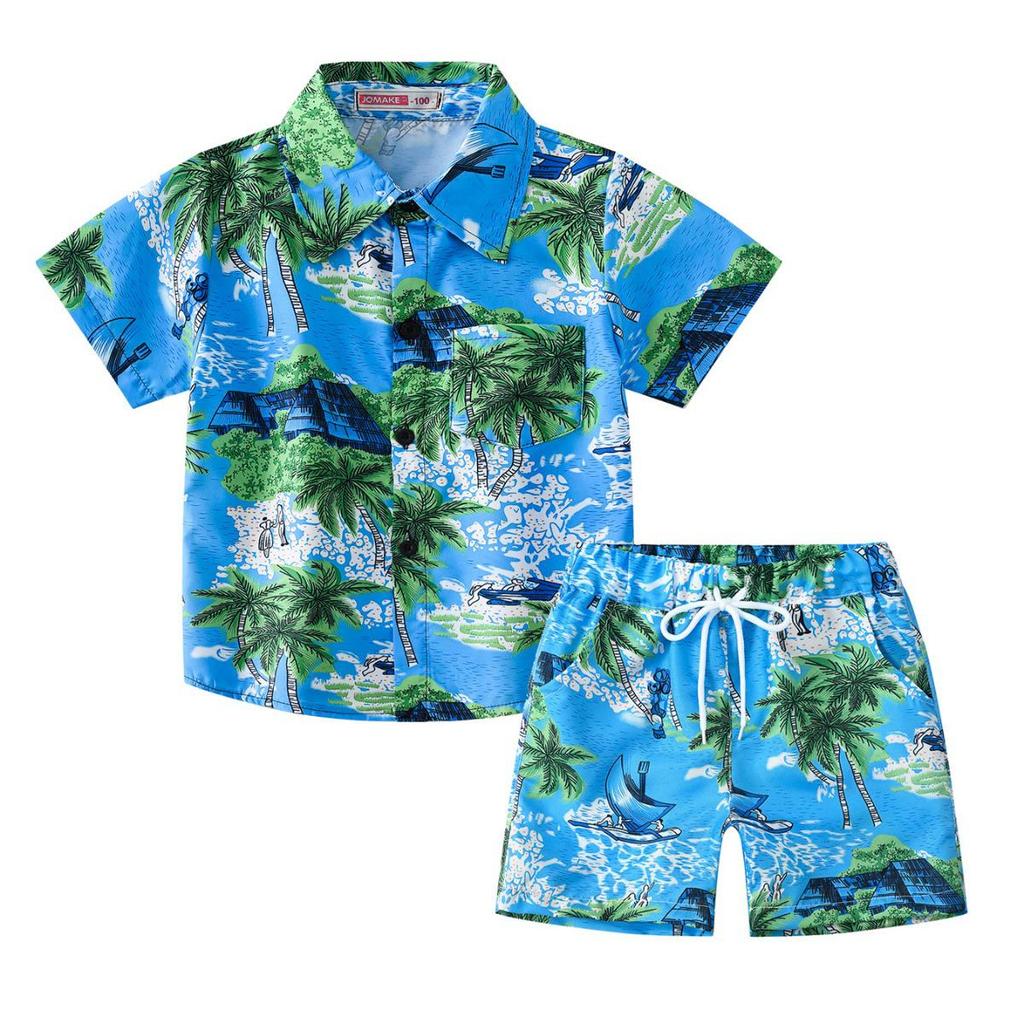 Summer Kids Beach Coconut Tree Boys' Short Sleeve & Shorts Set