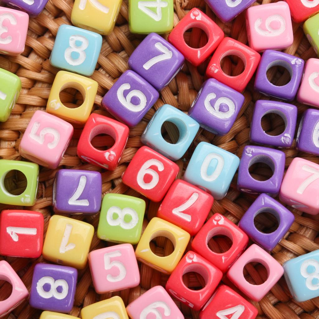 80 szt. 5,5 mm kwadratowe sześcienne kolorowe akrylowe koraliki liczbowe luźne koraliki biżuteria Making DIY ręcznie robiony brelok bransoletka moda rękodzieło koraliki akcesoria