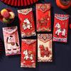 6PCS Traditional Spring Festival Red Envelope God of Wealth Red Pocket  Celebration Party