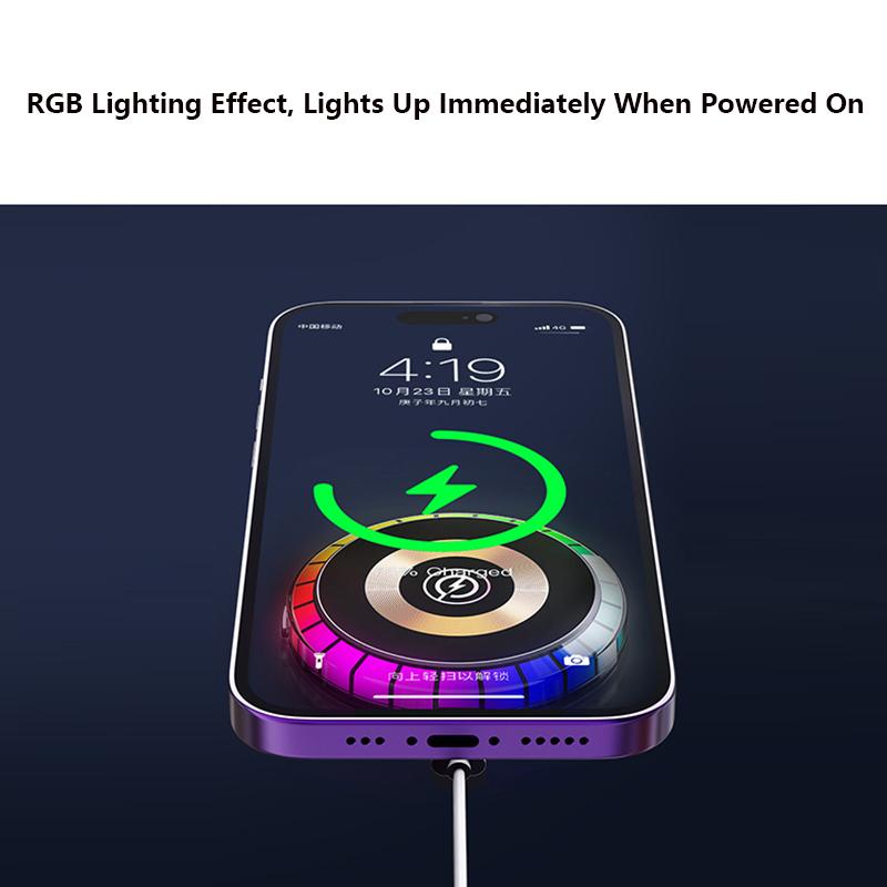 

W03 15W Magnetic Wireless Charger with Sound Pickup Ambient Light Type A