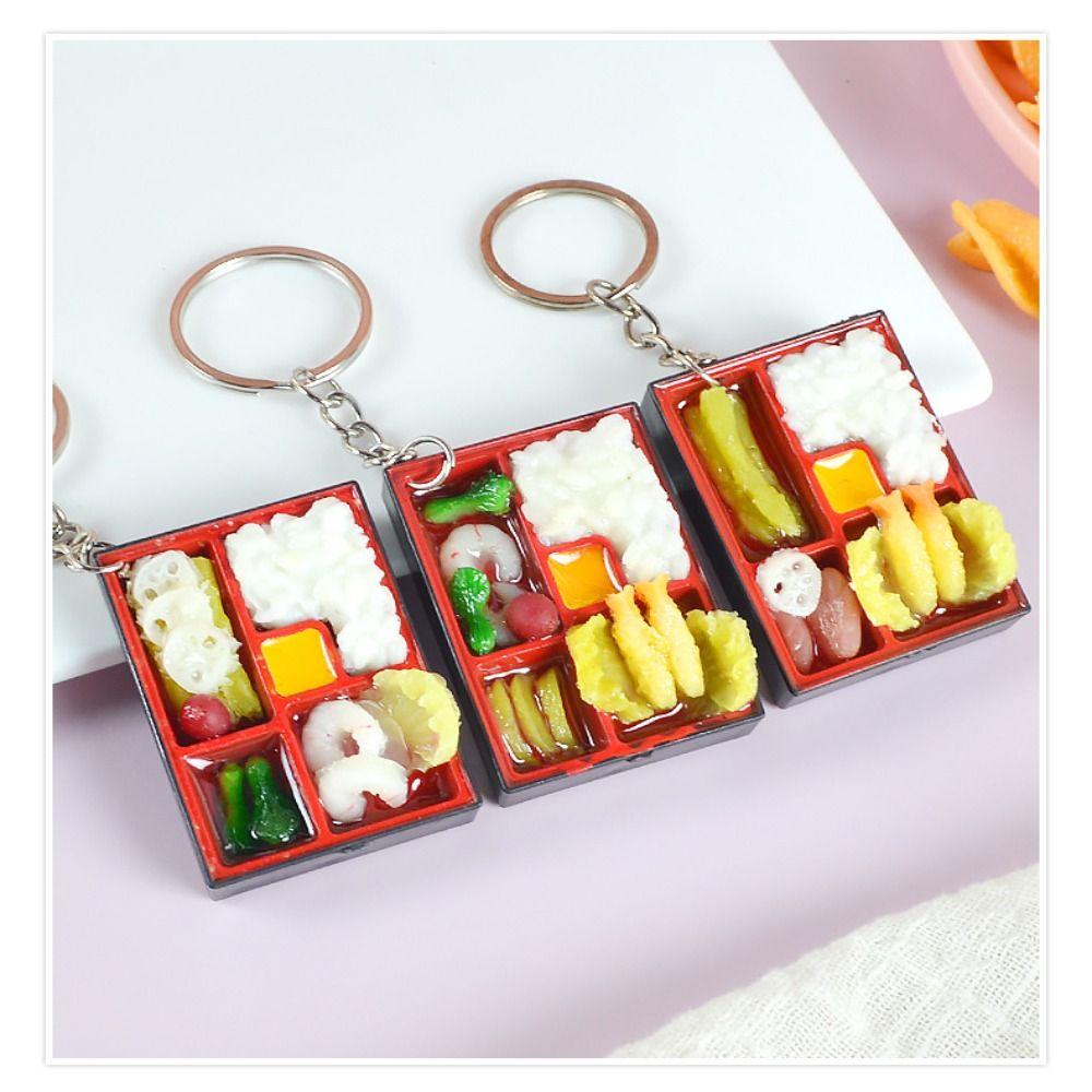 PVC Simulation Food Box Toy Keychain Scene Model Japanese Style Food Box Keychain  Girls
