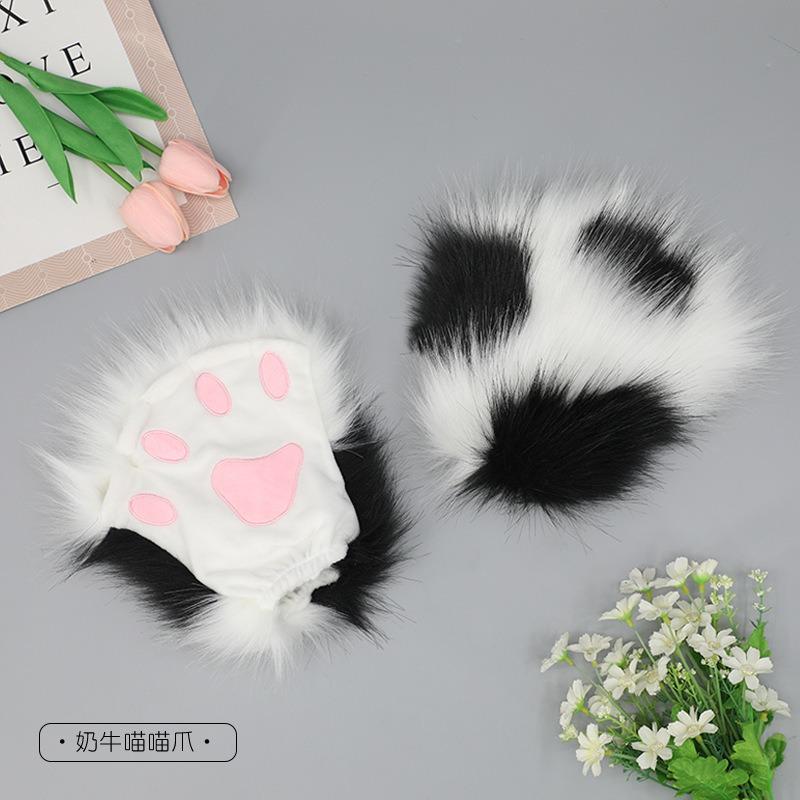 Source Handmade Plush Olita Animal Ears Animal Claws Accessories Soft Cute Girl Cat Lady Cat Claws Half Finger Gloves