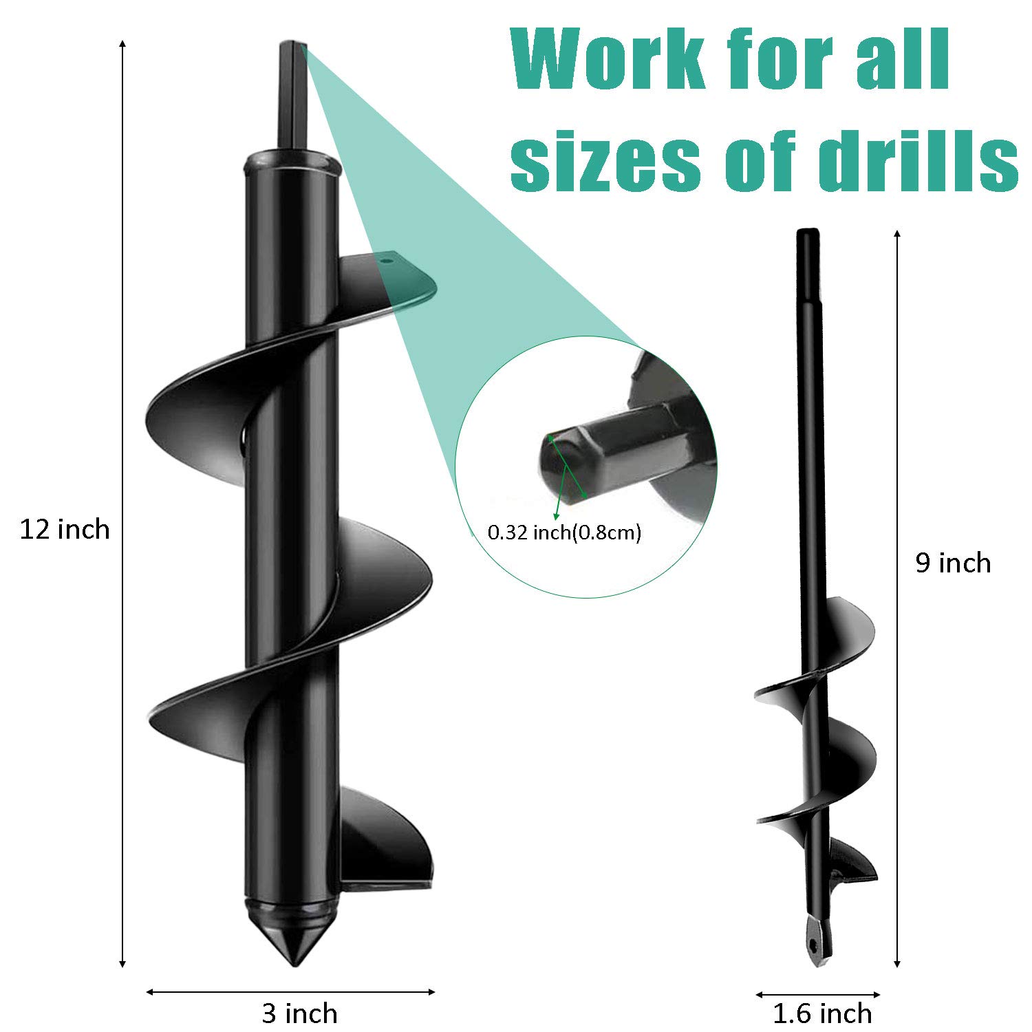 

Шнековое сверло, 2 шт. Садовый шнек спиральное сверло для посадки, 12 x3 и 9 x1.6 Быстрая посадка Садовое растение Цветок Луковица Шнек для любых видов