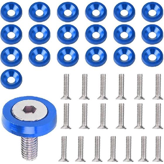 Aluminum Bumper Fenders Washer Stainless Steel Bolts, M6 Engine Bay Dress Up Fastener Kit, Car Body Decoration Replacement Screws for Headlights,